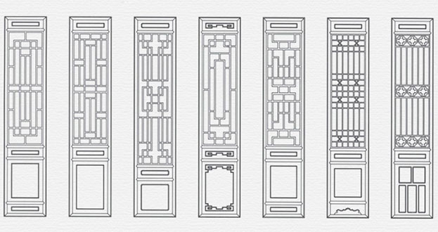 枫木镇常用中式仿古花窗图案隔断设计图